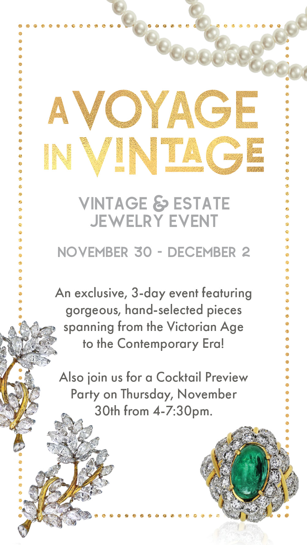 Voyage into Vintage Event on November 30th Main Banner
