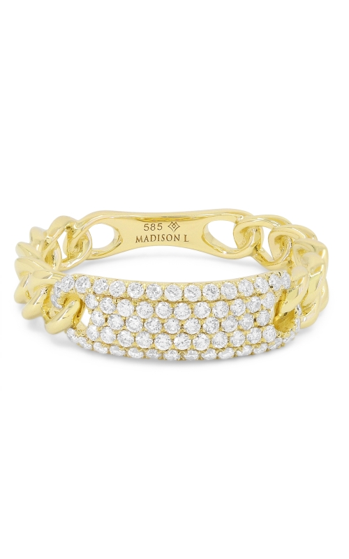 14K Yellow Gold Pave Diamond Cuban Ring