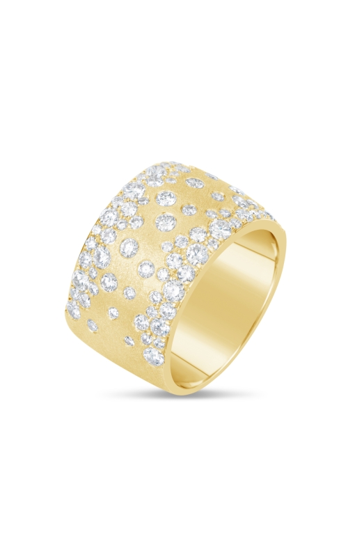 14K Yellow Gold Scattered Satin Finish Diamond Band