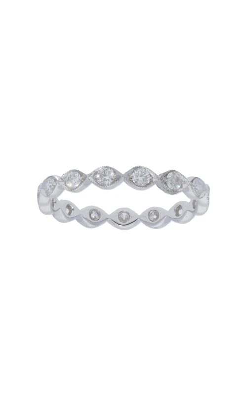 14K White Gold Diamond Leaf Band