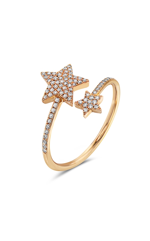 14K Yellow Gold Diamond Star Bypass Ring