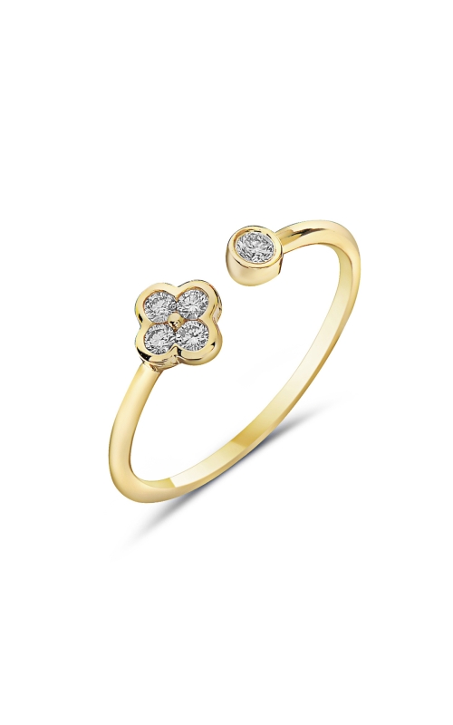 14K Yellow Gold Open Diamond Clover Ring