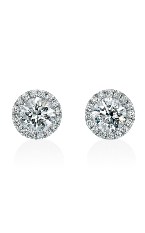 14K White Gold Round Diamond Halo Earrings