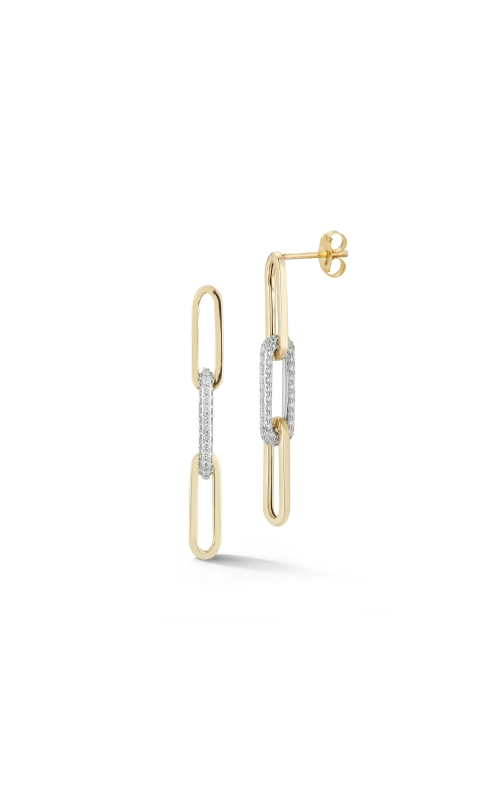 14K Two Tone Paperclip Drop Diamonds Stud Earrings