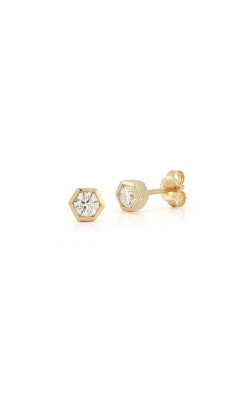 14K Yellow Gold Bezel Set Round Diamond Earrings