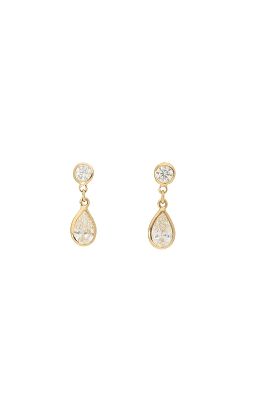 14K Yellow Gold Bezel Set Diamond Earrings