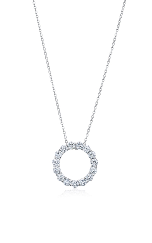 14K White Gold Diamond Circle Pendant, 18
