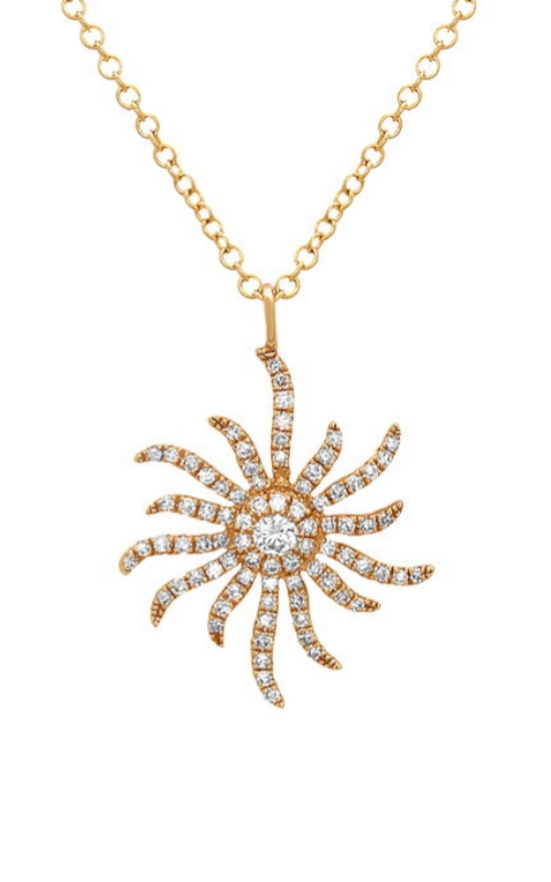 14K Yellow Gold Starburst Diamond Pendant