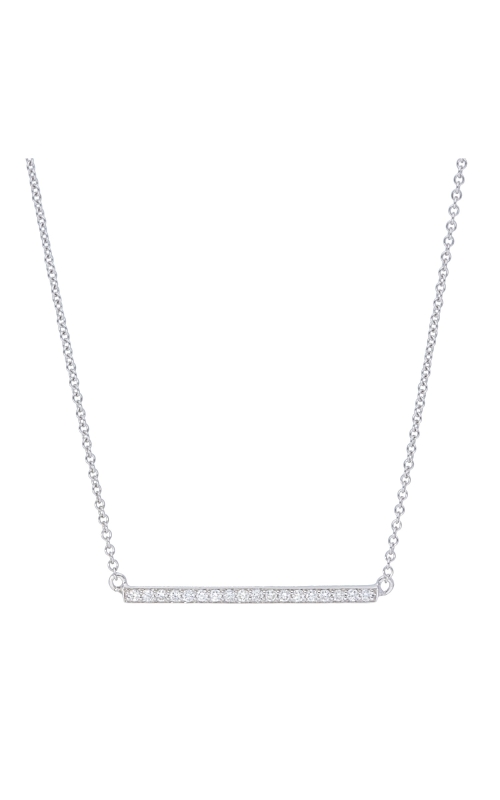 14K White Gold Diamond Bar Necklace