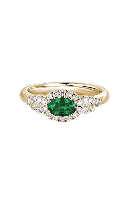 14K Yellow Gold Emerald and Diamond Ring