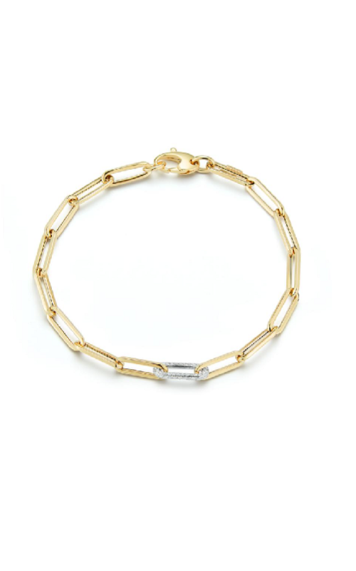 14K Yellow Gold Paperclip Diamond Link Bracelet