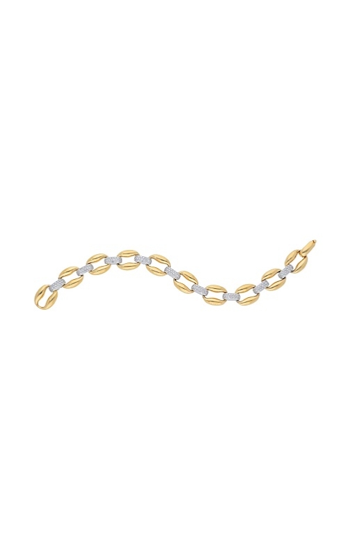 14K Yellow Gold Open Oval Shape Diamond Link Bracelet