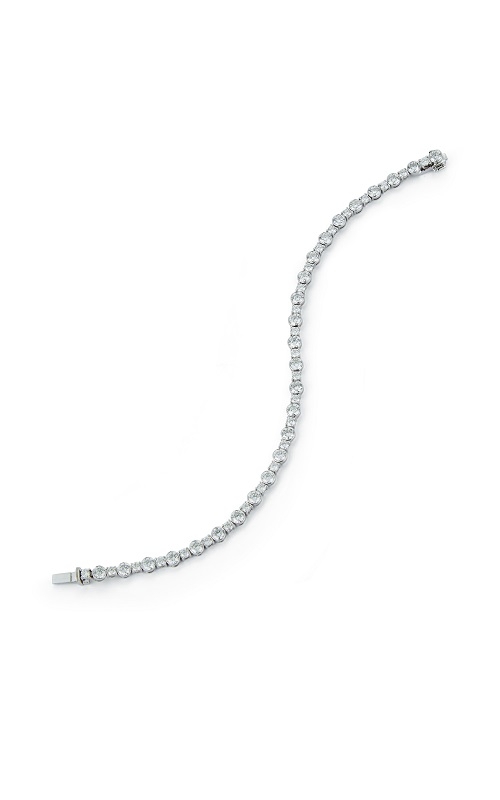 14K White Gold Alternating Diamond Bezel & Four Prong Bracelet
