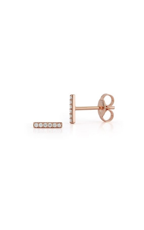 14K Rose Gold Diamond Bar Stud Earrings