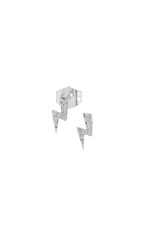 14K White Gold Lightning Bolt Diamond Stud