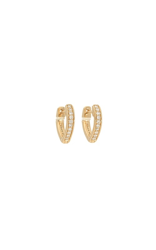 14K Yellow Gold Pave V Shaped Diamond Huggies