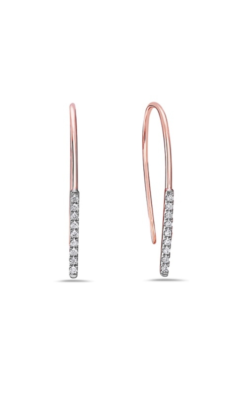 14K Rose Gold Linear Diamond Earrings