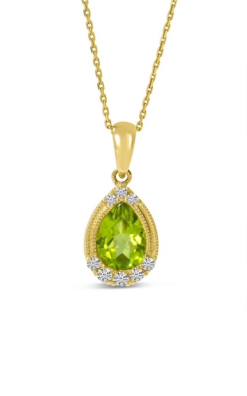 14K Yellow Gold Peridot and Diamond Pendant