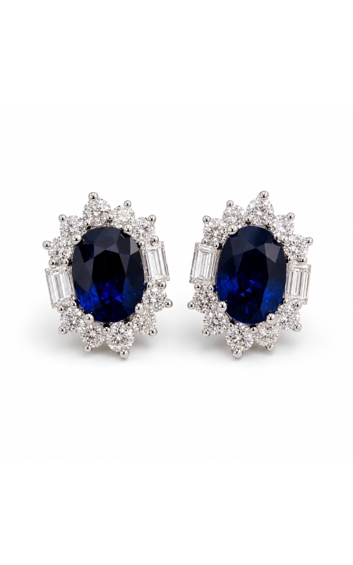 18K White Gold Sapphire and Diamond Earrings