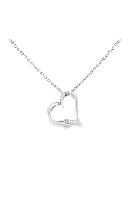 14K White Gold Diamond Heart Pendant