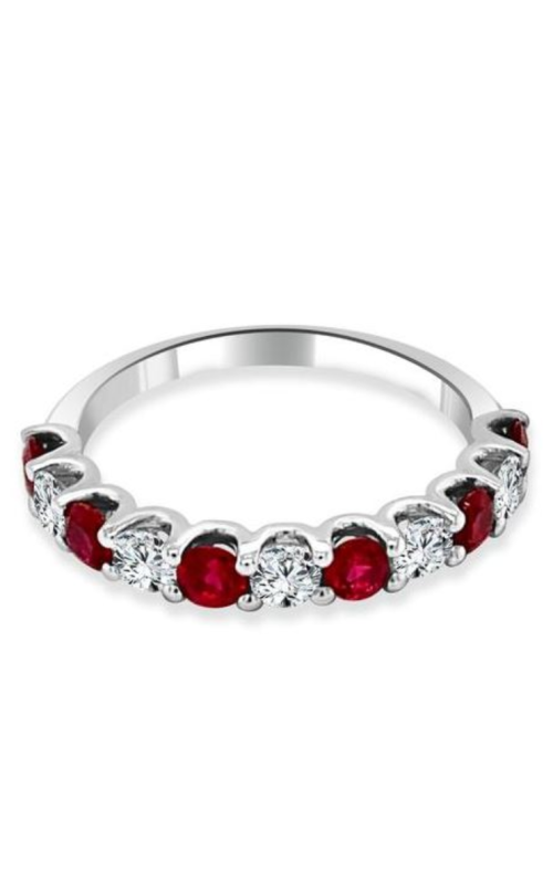 14K White Gold Ruby And Diamond Ring